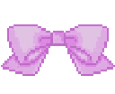 Four small pixelated lavender bows arranged in a horizontal row.