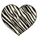 Heart shape filled with black and white zebra stripes.