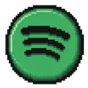 A green circle icon containing three black curved lines in a pixel art style.