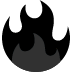 Flame icon rendered in dark gray against a black background.