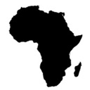 Africa continent silhouette in black against a white background.
