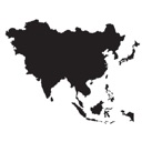 Asia continent silhouette in solid black.
