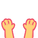 Multiple yellow cartoon hands repeatedly reaching and grabbing in a pixel art style.