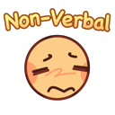Round yellow face with closed eyes and a blushing expression, topped with the text Non-Verbal.