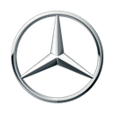 A metallic three-pointed star inside a circle, rendered in a 3D silver style.