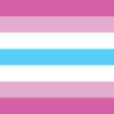 Lesbian pride flag with horizontal stripes of pink, white, and blue.