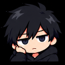 Anime boy with black hair resting his head on his hand with a bored and unimpressed facial expression.