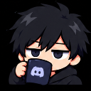 Anime boy with dark hair and a bored expression slowly sipping from a dark mug.
