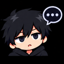 Anime boy with messy black hair looking bored and unimpressed with a speech bubble containing three dots floating next to hi…