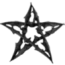 A dark, jagged, sharp-edged pentagram star icon.