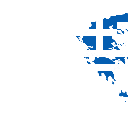 Greece map silhouette filled with the blue and white Greek flag pattern.