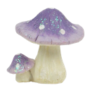 Two purple mushrooms with white spots and sparkling highlights stand side by side.