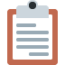 Clipboard with a white paper sheet and gray lines representing text.