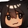 Anime girl with dark hair and a smug, mischievous smirk on her face.