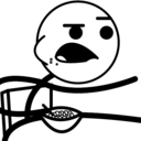 Stick figure character with a wide-eyed, skeptical expression holding a bowl.