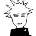 A sketch-style character with spiky hair and a bored, disappointed facial expression.
