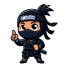 A small chibi ninja character wearing a black mask and outfit giving a thumbs up gesture.