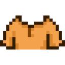 A pixelated orange sweater with brown trim.