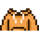 Orange hooded sweatshirt rendered in a simple pixel art style.