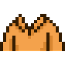 Polo shirt depicted in a simple pixel art style with an orange body and brown collar.