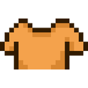 A small pixel art shirt with an orange body and yellow bottom section.