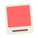 A square polaroid frame with a solid red center and a white border.