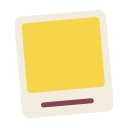 A yellow square with a small dark brown line at the bottom on a white background.