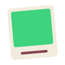 A green square polaroid frame with a white border and a small brown line at the bottom.