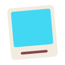 A simple square frame with a bright blue center and a light cream-colored border.