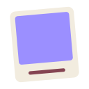 A purple square frame with an off-white border and a small brown line at the bottom.