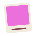 A magenta square centered inside a cream-colored rectangular frame.