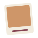 Brown square shape with a light border and a dark line at the bottom.