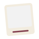 A blank square polaroid frame with a small brown horizontal bar at the bottom.