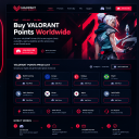 A dark-themed digital storefront website interface with red accents and various purchase options.
