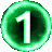 Four glowing green circles each containing a white number one arranged in a horizontal row.