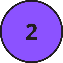 Number two in black font centered inside a purple circle.