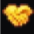 Heart shaped symbol rendered in a glowing golden pixel art style.