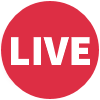 The word LIVE in white capital letters centered on a solid red circle background.