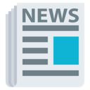 Newspaper with the word news printed on the top and a blue square on the right side.