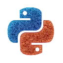 Two interlocking textured snake shapes in blue and orange.