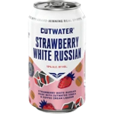 A white and pink canned cocktail with strawberry imagery.