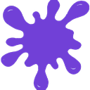 Purple paint splatter with a rounded, organic shape.
