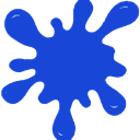 Blue paint splatter with organic, irregular edges.
