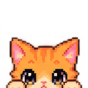 An orange kitten with large eyes peeking over a bright red ledge with its paws visible.