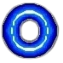A glowing blue ring with segmented light patterns against a dark background.