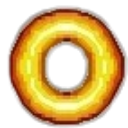 A glowing golden ring with a dark checkered center rendered in pixel art style.