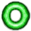 A glowing green ring rendered in pixel art style.