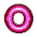 A glowing pink circular ring rendered in pixel art style.