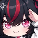 Anime girl with black hair and pink eyes giving a smug salute.