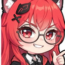 Anime girl with red hair and glasses wearing a smug, knowing smirk.